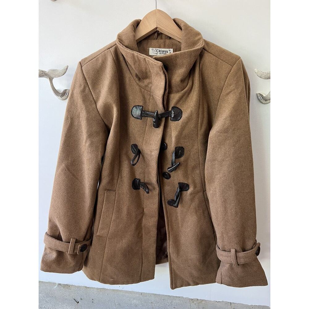 brown pea coat size Medium